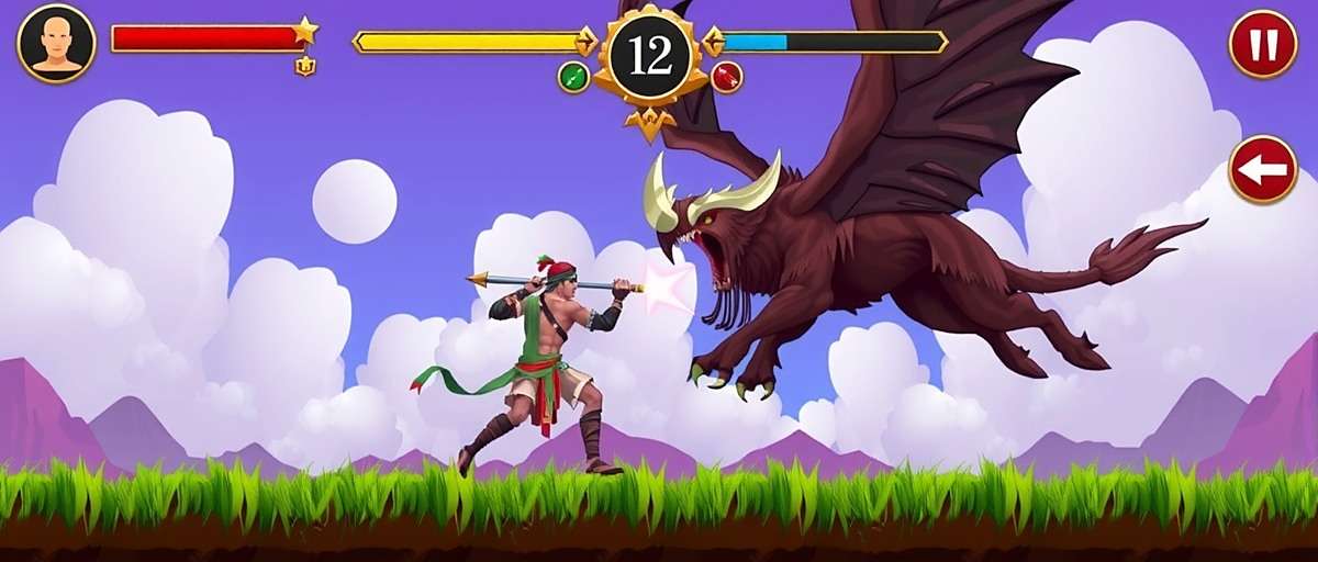 Star Anise Victor Gameplay Screenshot Star Anise Victor gameplay showing a character in traditional Indian warrior attire fighting a mythical creature