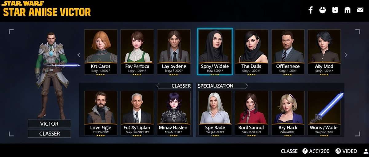 Star Anise Victor Character Customization Star Anise Victor character customization screen showing various class specializations